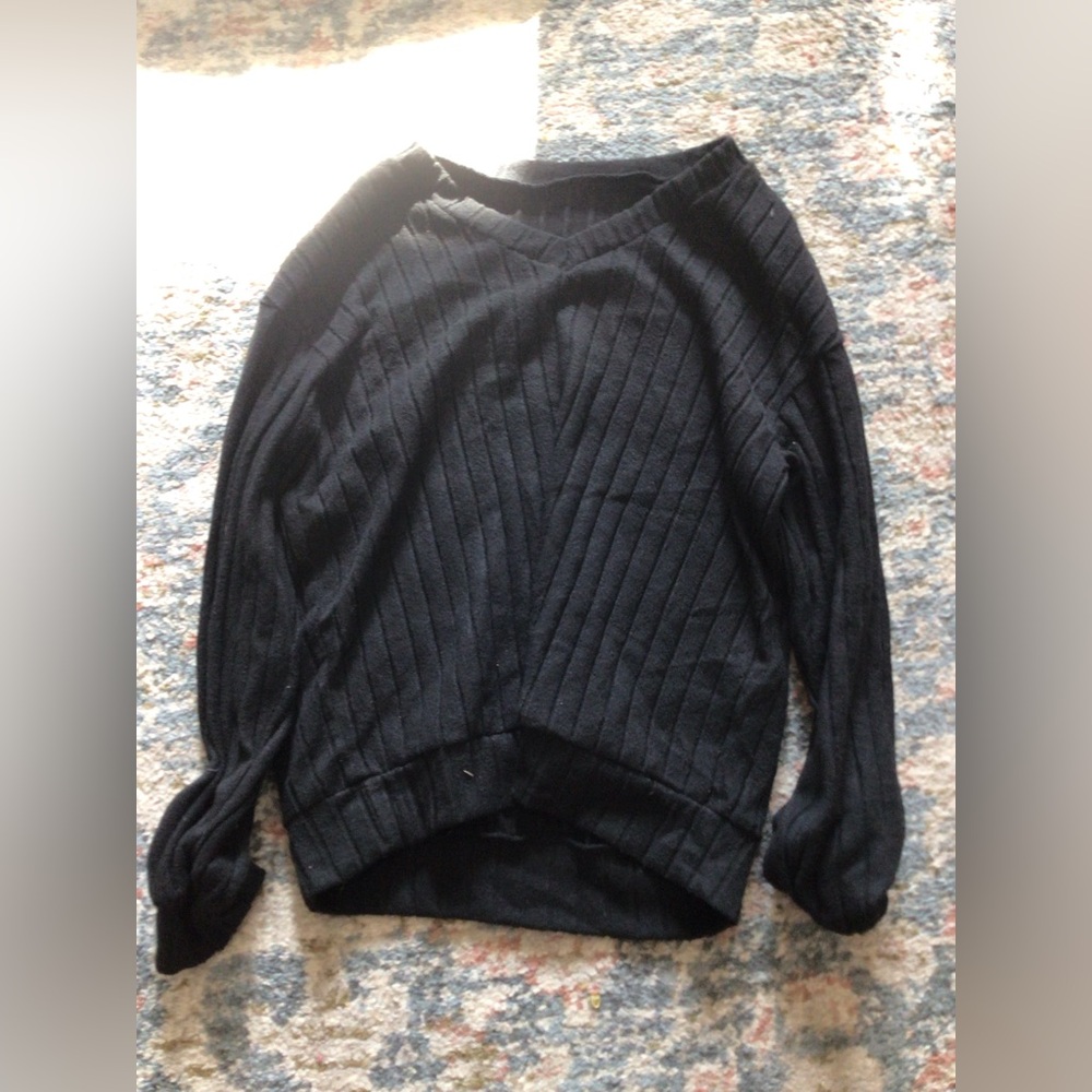 Hickey Freeman Collection Sweater Womens Small Loose Black Silk Cotton V Neck